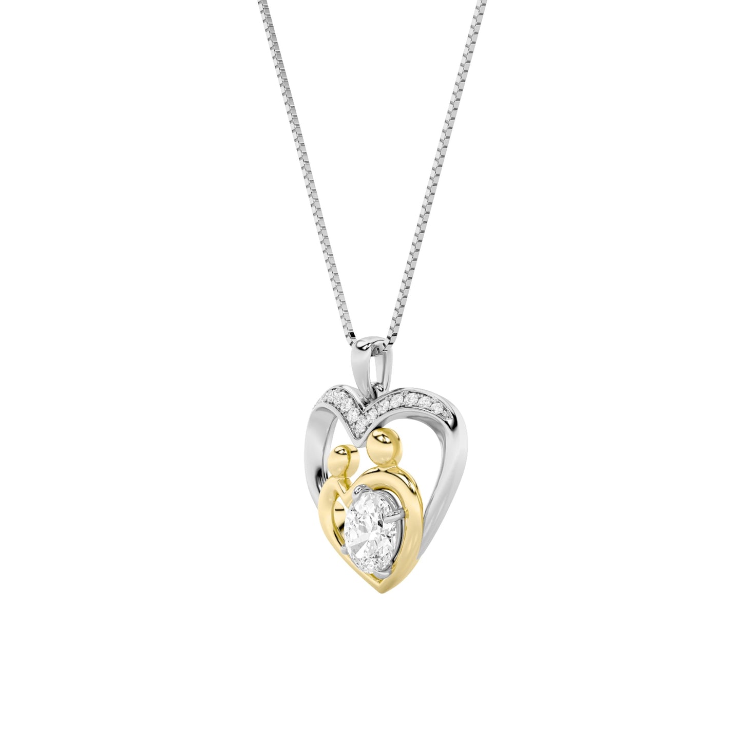 1.0 Ct Oval (F/VS) Lab Grown Diamond Prong 14K Gold Fancy Heart Pendant Necklace