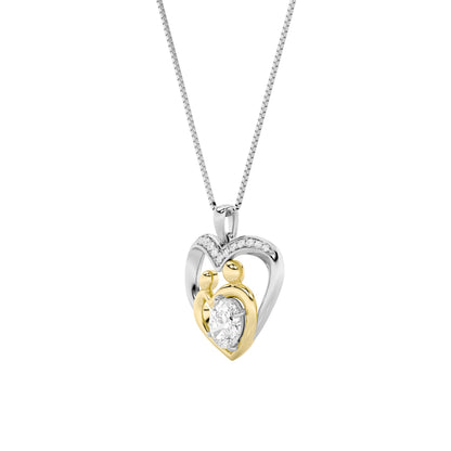 1.0 Ct Oval (F/VS) Lab Grown Diamond Prong 14K Gold Fancy Heart Pendant Necklace