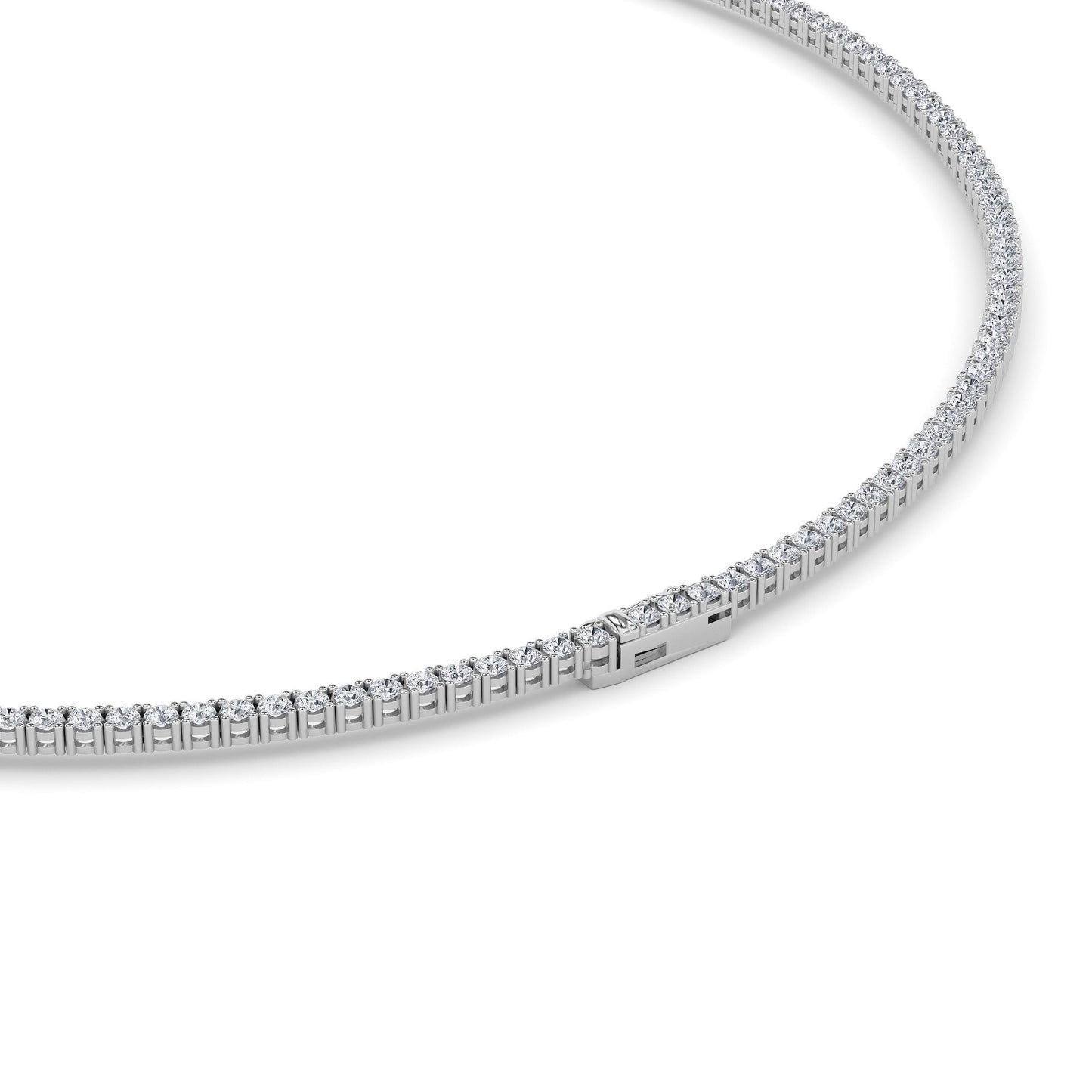 10 Ct Round (F/VS) Lab Grown Diamond Prong 14K White Gold Classic Eternity Tennis Necklace