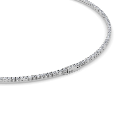 10 Ct Round (F/VS) Lab Grown Diamond Prong 14K White Gold Classic Eternity Tennis Necklace