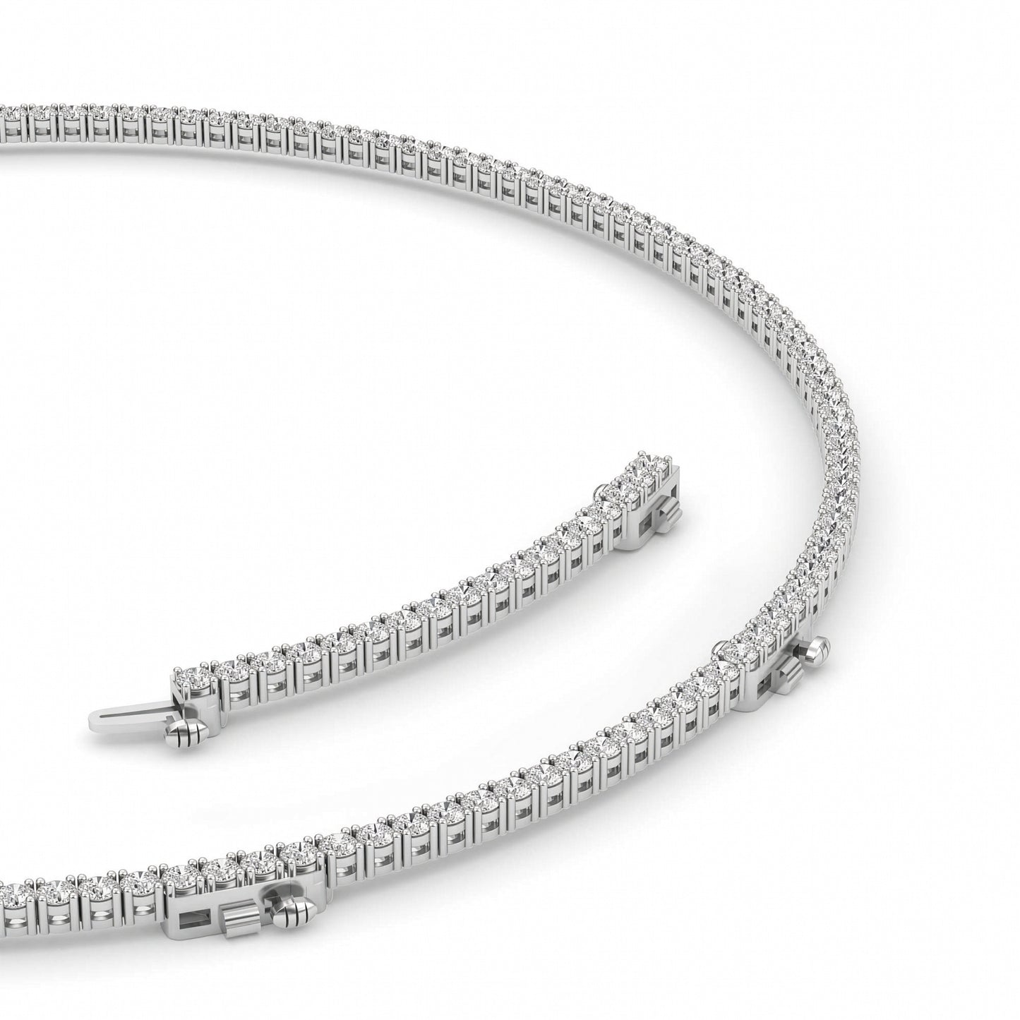 10 Ct Round (F/VS) Lab Grown Diamond Prong 14K White Gold Classic Eternity Tennis Necklace