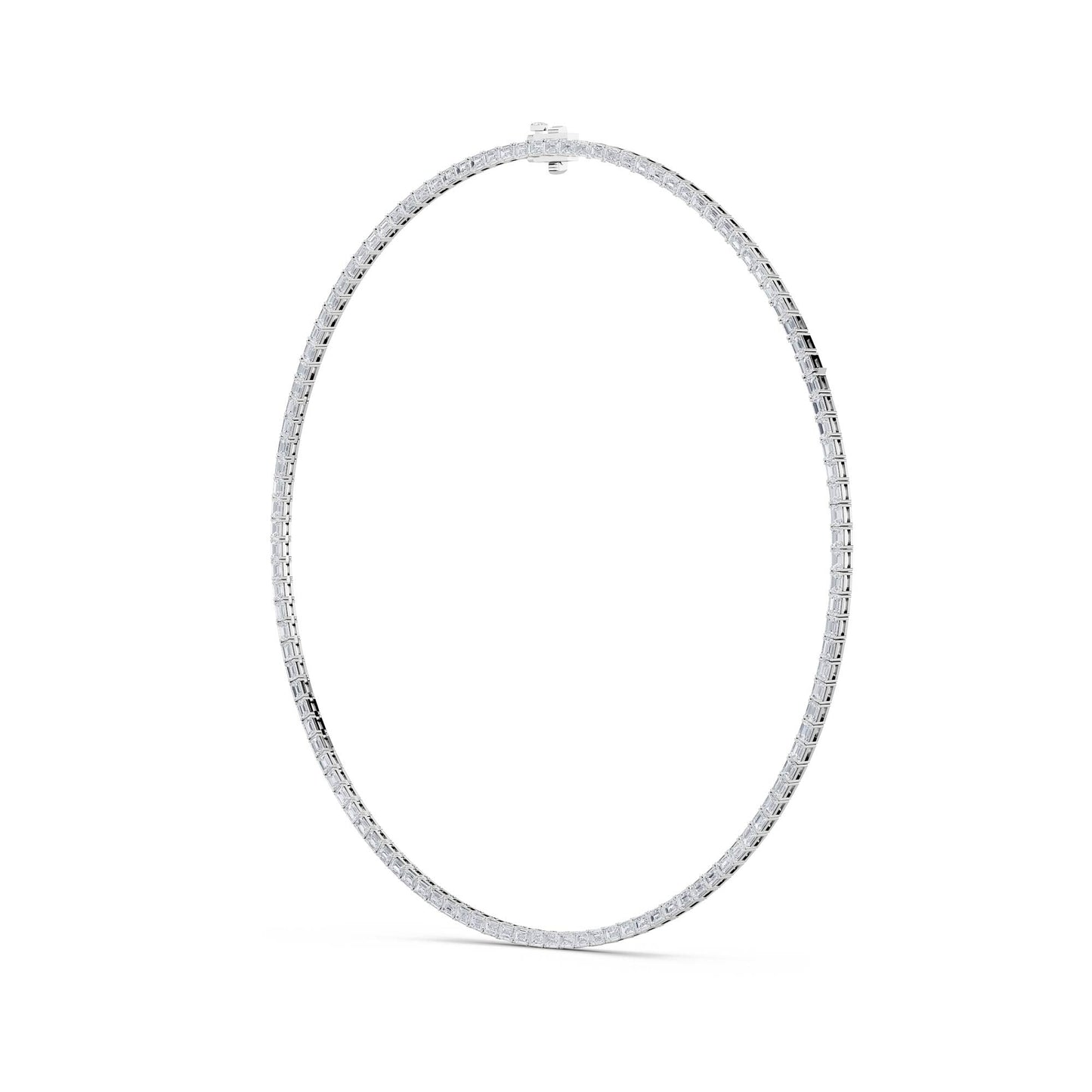 Emerald (F/VS) Lab Grown Diamond Prong 14K White Gold Classic Eternity Tennis Necklace