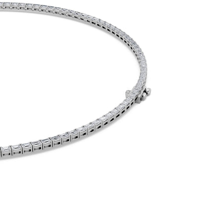 Emerald (F/VS) Lab Grown Diamond Prong 14K White Gold Classic Eternity Tennis Necklace