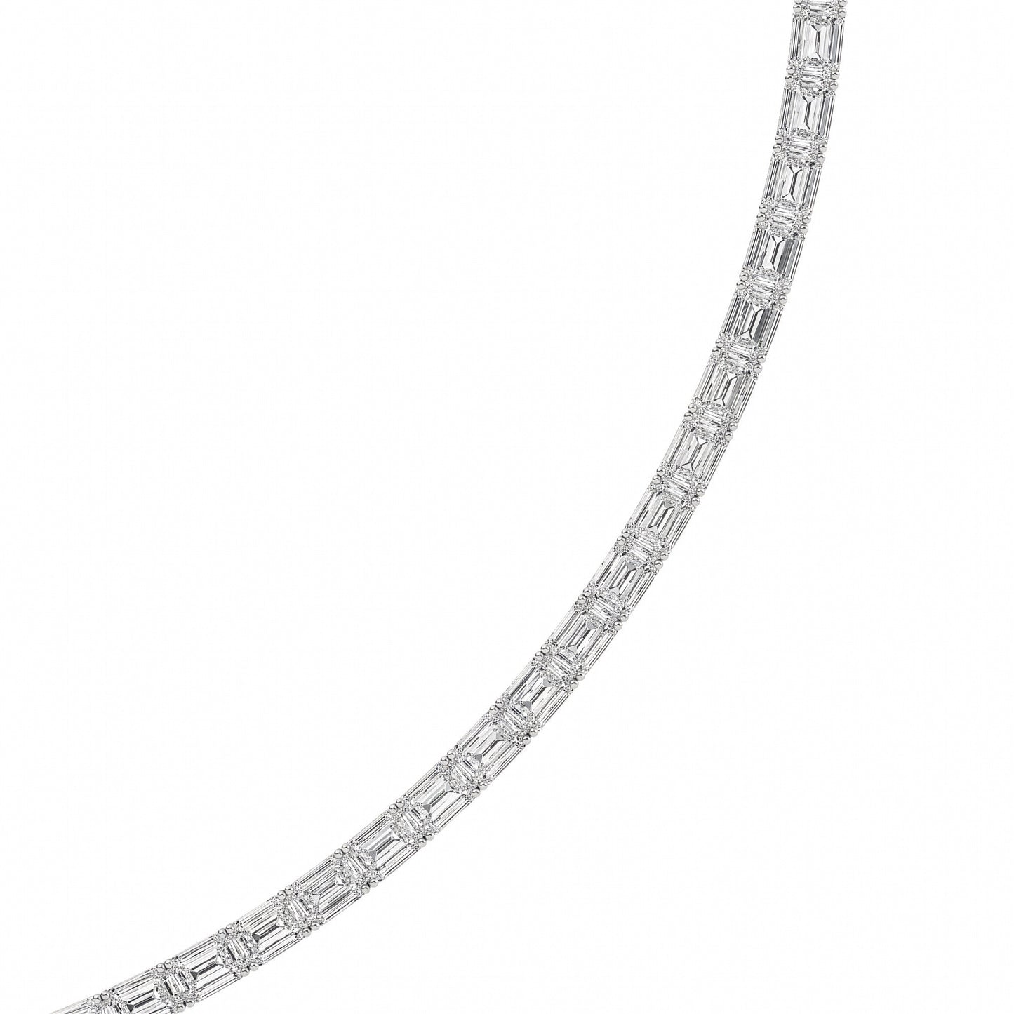 Emerald (F/VS) Lab Grown Diamond Prong 14K White Gold Classic Eternity Tennis Necklace