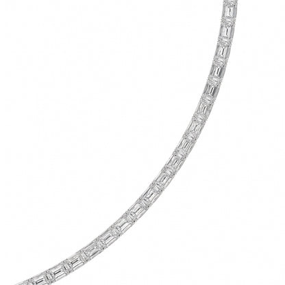 Emerald (F/VS) Lab Grown Diamond Prong 14K White Gold Classic Eternity Tennis Necklace