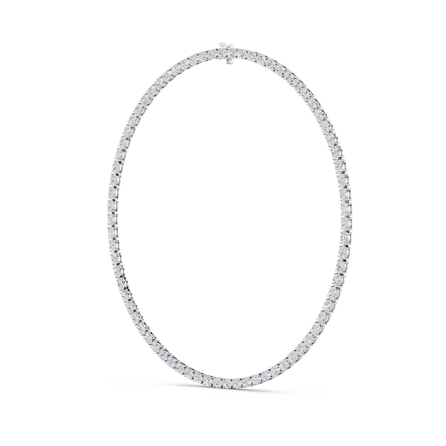 Oval (F/VS) Lab Grown Diamond Prong 14K White Gold Classic Eternity Tennis Necklace