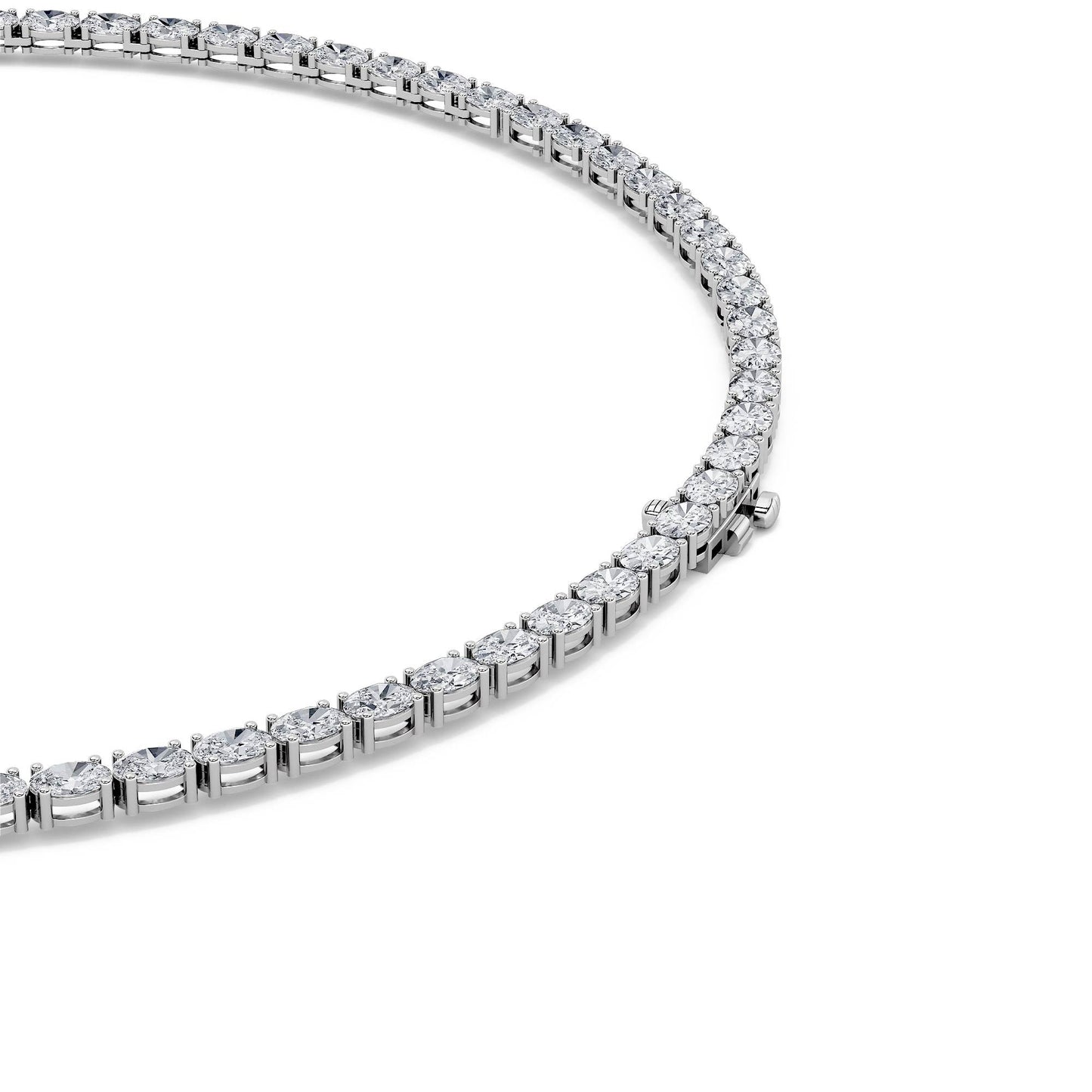 Oval (F/VS) Lab Grown Diamond Prong 14K White Gold Classic Eternity Tennis Necklace
