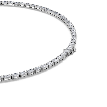 Oval (F/VS) Lab Grown Diamond Prong 14K White Gold Classic Eternity Tennis Necklace