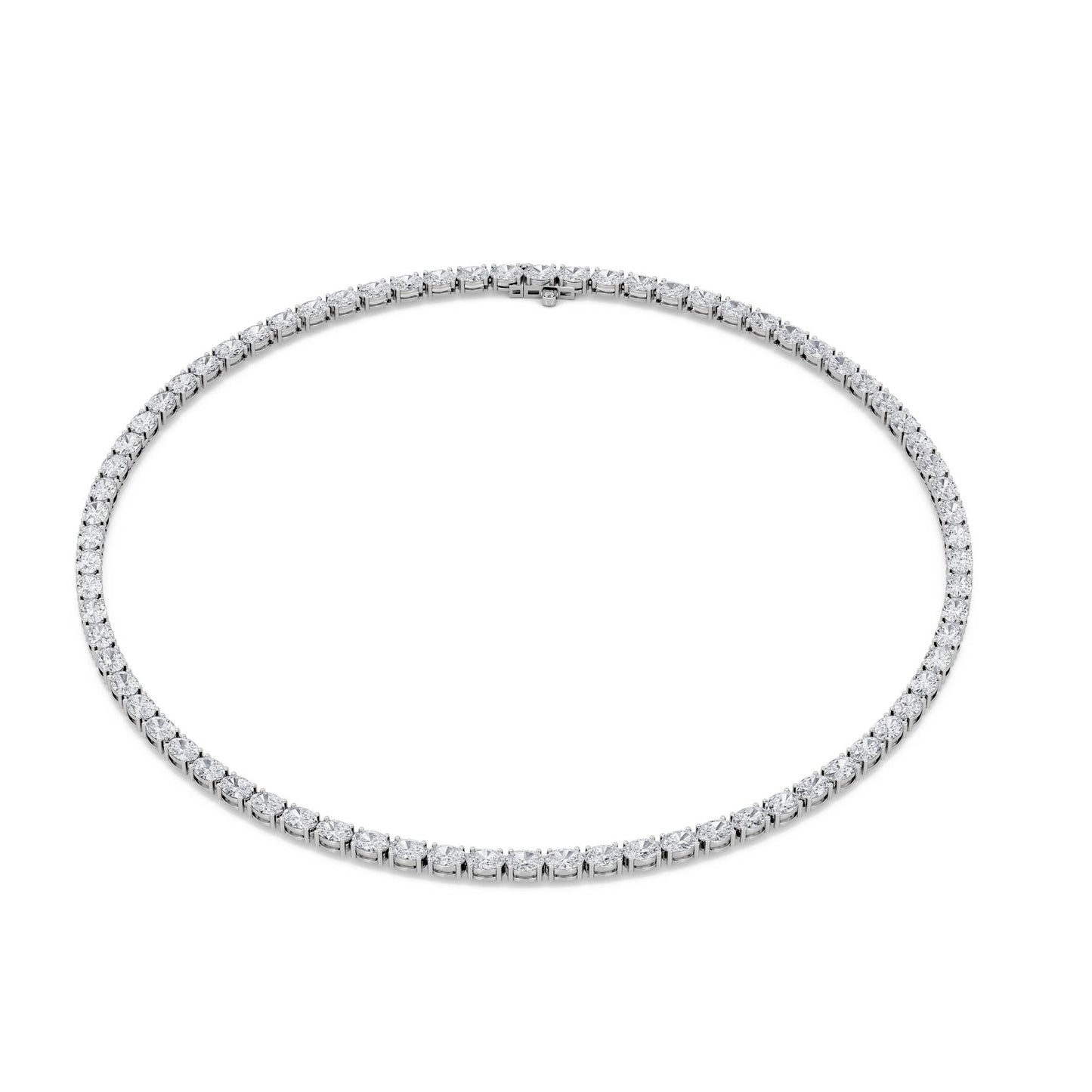 Oval (F/VS) Lab Grown Diamond Prong 14K White Gold Classic Eternity Tennis Necklace