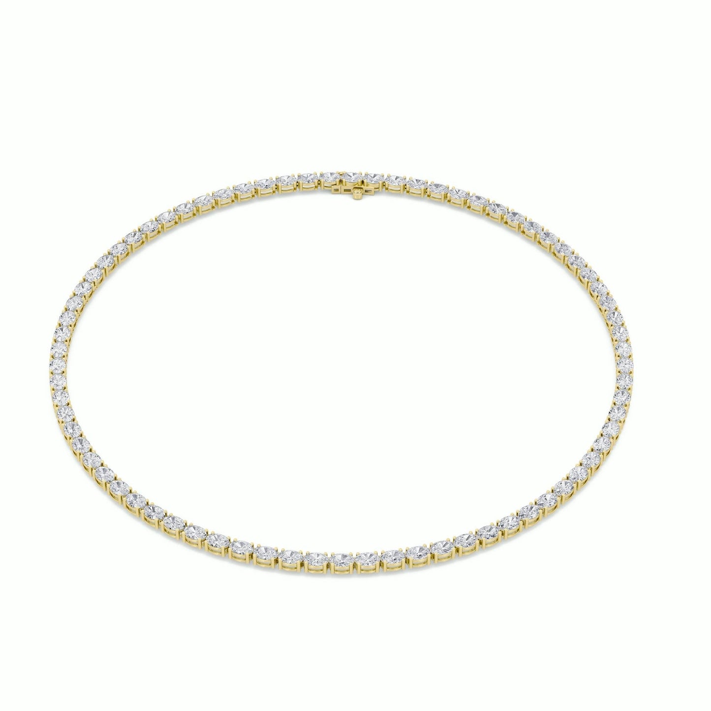 Oval (F/VS) Lab Grown Diamond Prong 14K Yellow Gold Classic Eternity Tennis Necklace