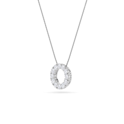 2.0 Ct Round (F/VS) Lab Grown Diamond Prong 14K White Gold Fancy Open Circle Pendant Necklace