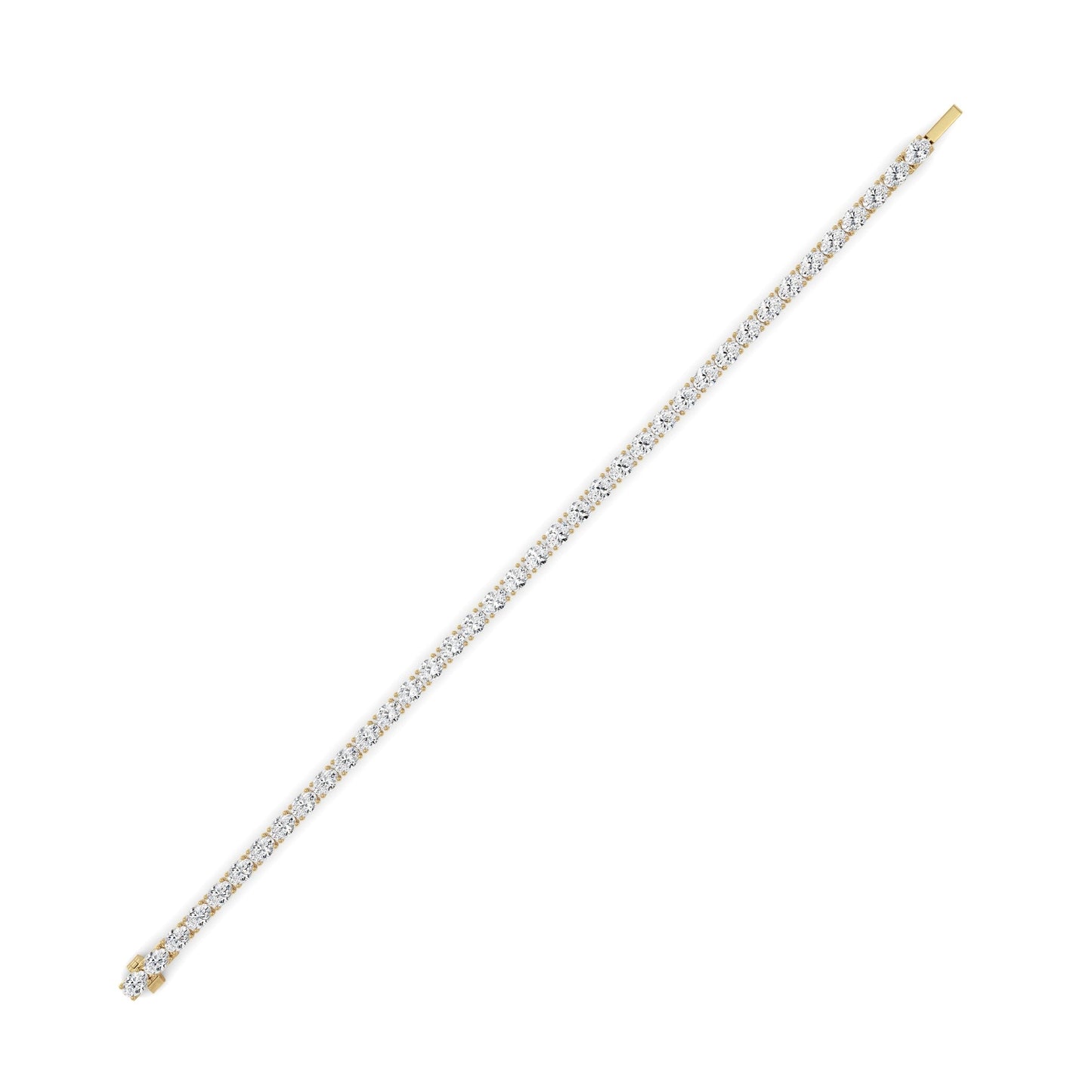Oval (F/VS) Lab Grown Diamond Prong 14K Yellow Gold Classic Line Tennis Bracelet
