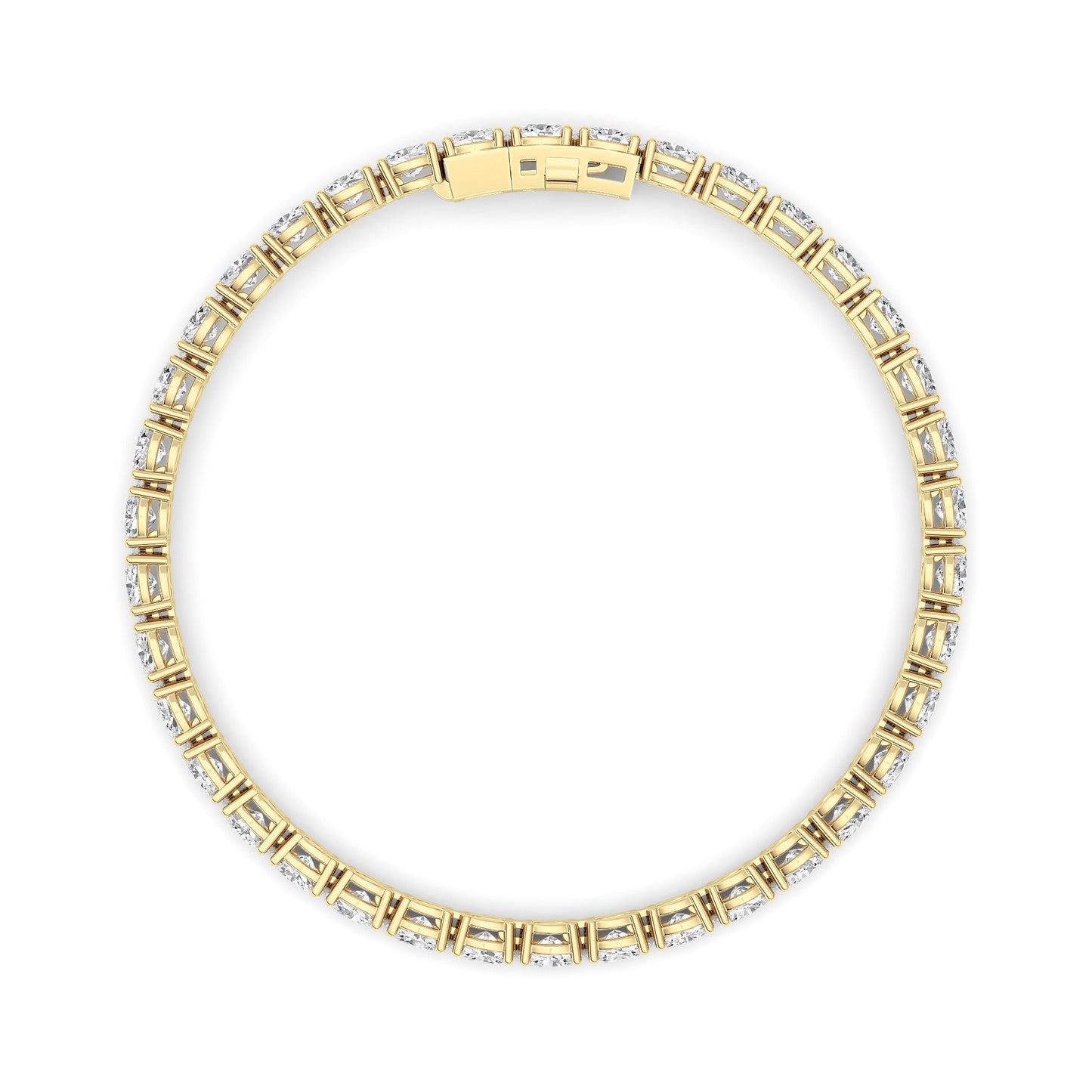 Oval (F/VS) Lab Grown Diamond Prong 14K Yellow Gold Classic Line Tennis Bracelet