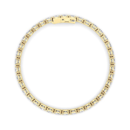 Oval (F/VS) Lab Grown Diamond Prong 14K Yellow Gold Classic Line Tennis Bracelet