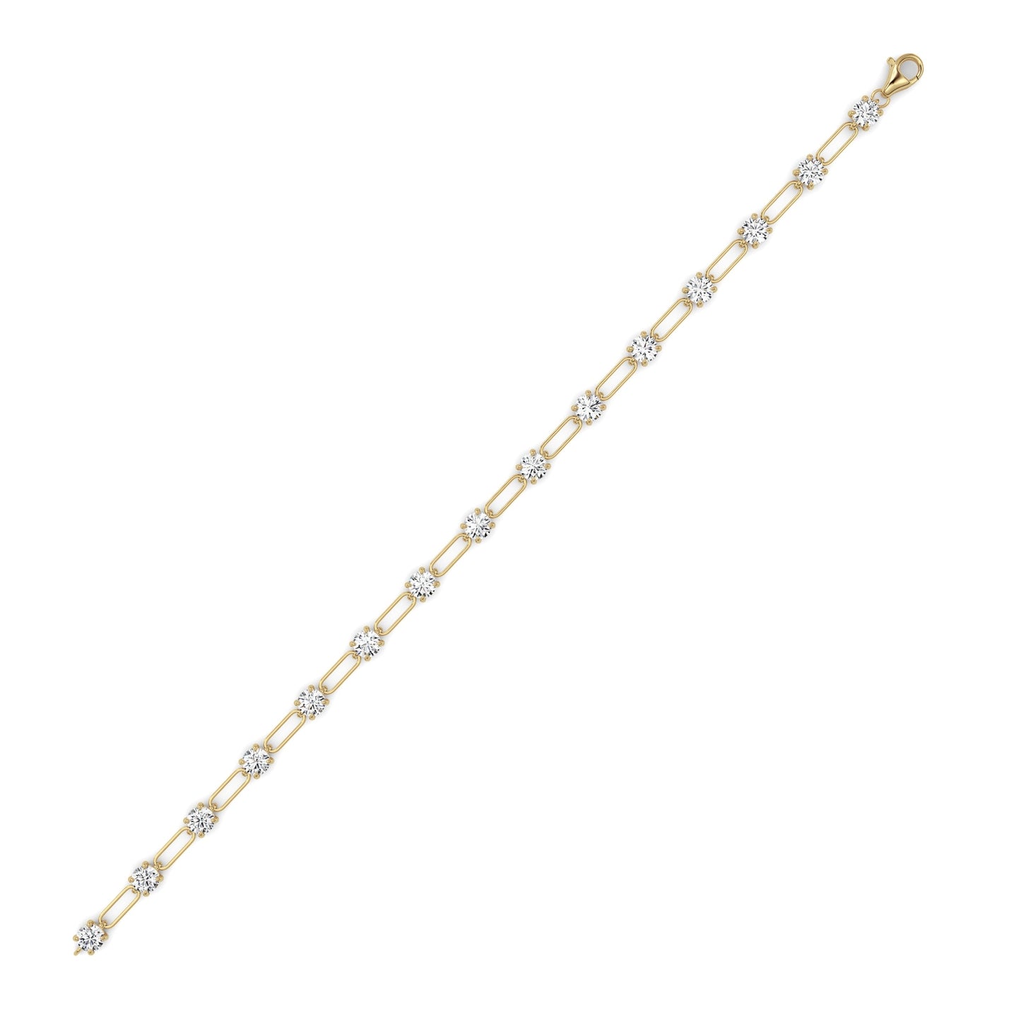 3Cttw Round Shaped Lab Grown Diamond (F/VS) Station Bracelet in 14K Gold