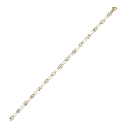 3Cttw Round Shaped Lab Grown Diamond (F/VS) Station Bracelet in 14K Gold