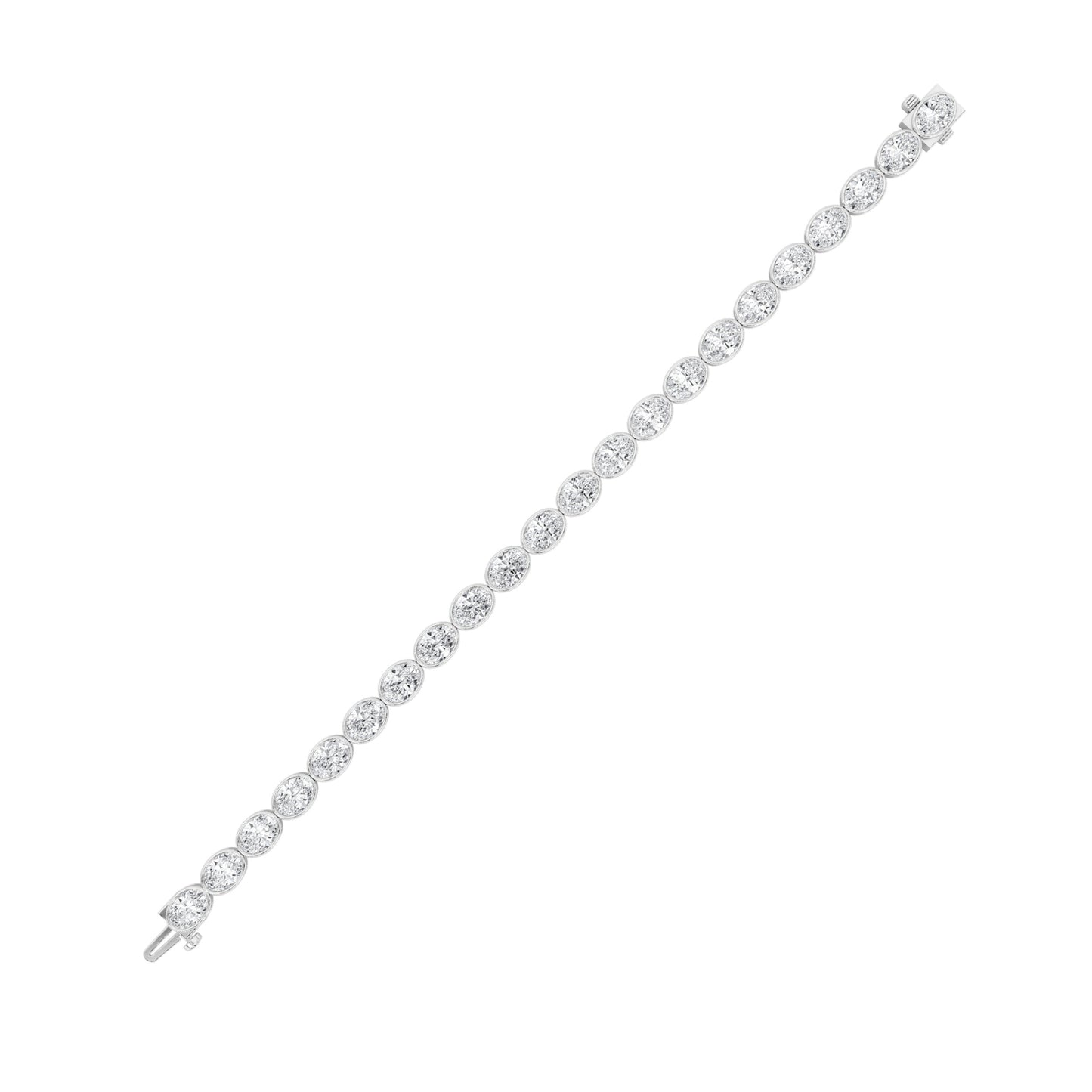 Oval Shaped Lab Grown Diamond (F/VS) East West Bezel Set Bracelet in 14K Gold