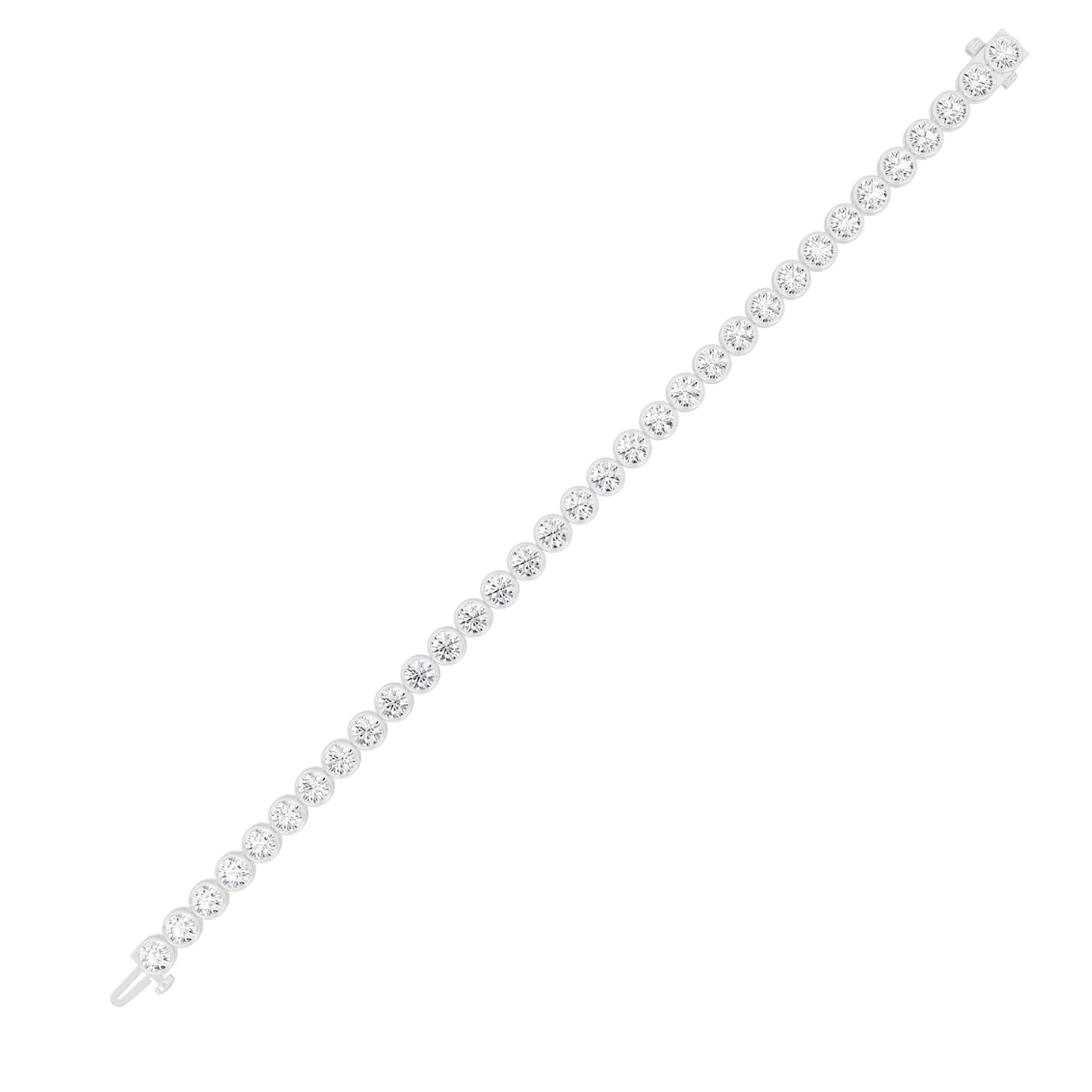 Round Shaped Lab Grown Diamond (F/VS) East West Bezel Set Bracelet in 14K Gold
