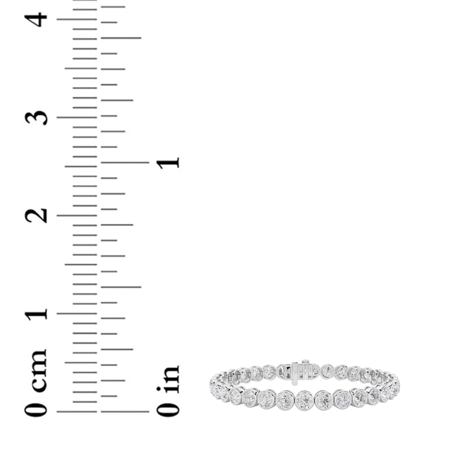 Round Shaped Lab Grown Diamond (F/VS) East West Bezel Set Bracelet in 14K Gold