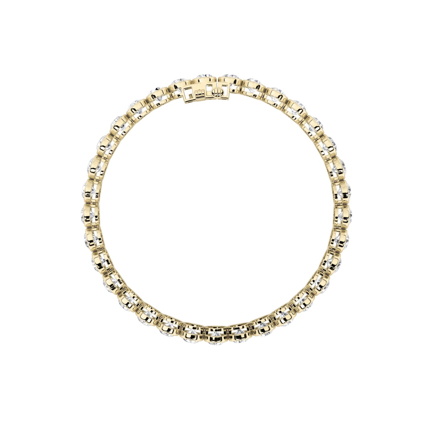 Round Shaped Lab Grown Diamond (F/VS) EastWest Bezel Set Bracelet in 14K Gold