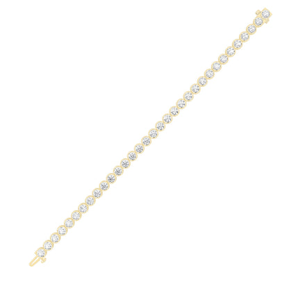 Round Shaped Lab Grown Diamond (F/VS) EastWest Bezel Set Bracelet in 14K Gold