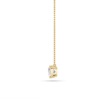 Elongated Cushion (F/VS) Lab Grown Diamond Prong 14K Yellow Gold East West Solitaire Pendant Necklace