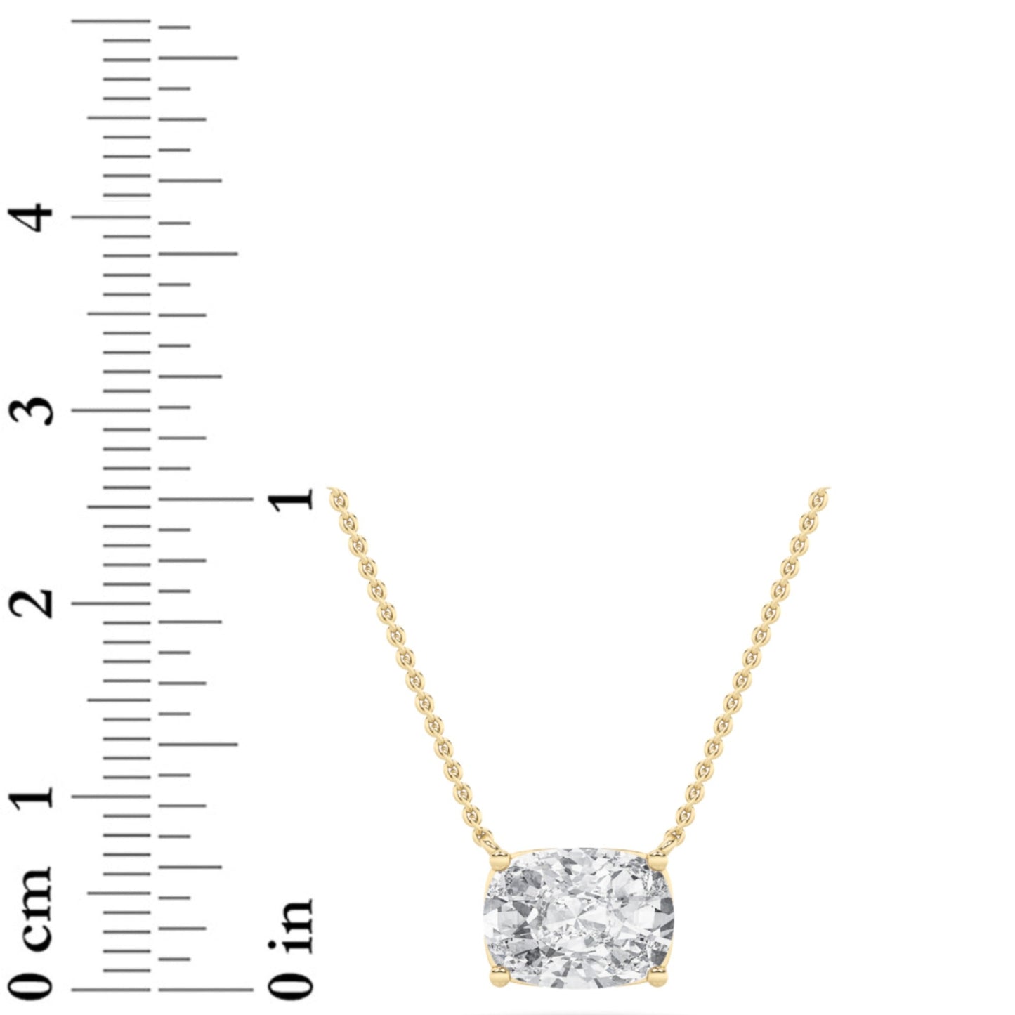 Elongated Cushion (F/VS) Lab Grown Diamond Prong 14K Yellow Gold East West Solitaire Pendant Necklace