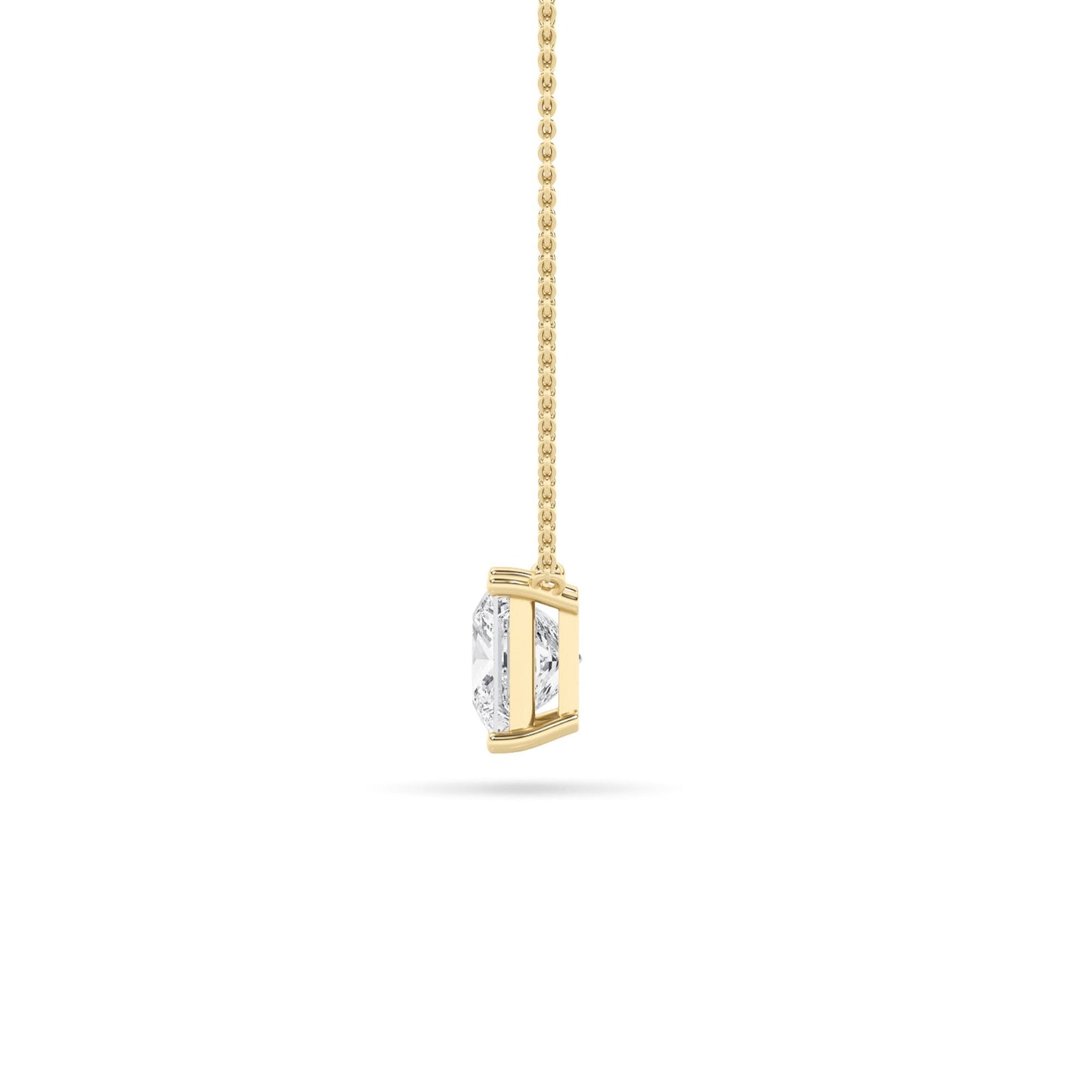 Princess (F/VS) Lab Grown Diamond Prong 14K Yellow Gold Classic Solitaire Pendant Necklace