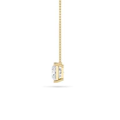 Princess (F/VS) Lab Grown Diamond Prong 14K Yellow Gold Classic Solitaire Pendant Necklace