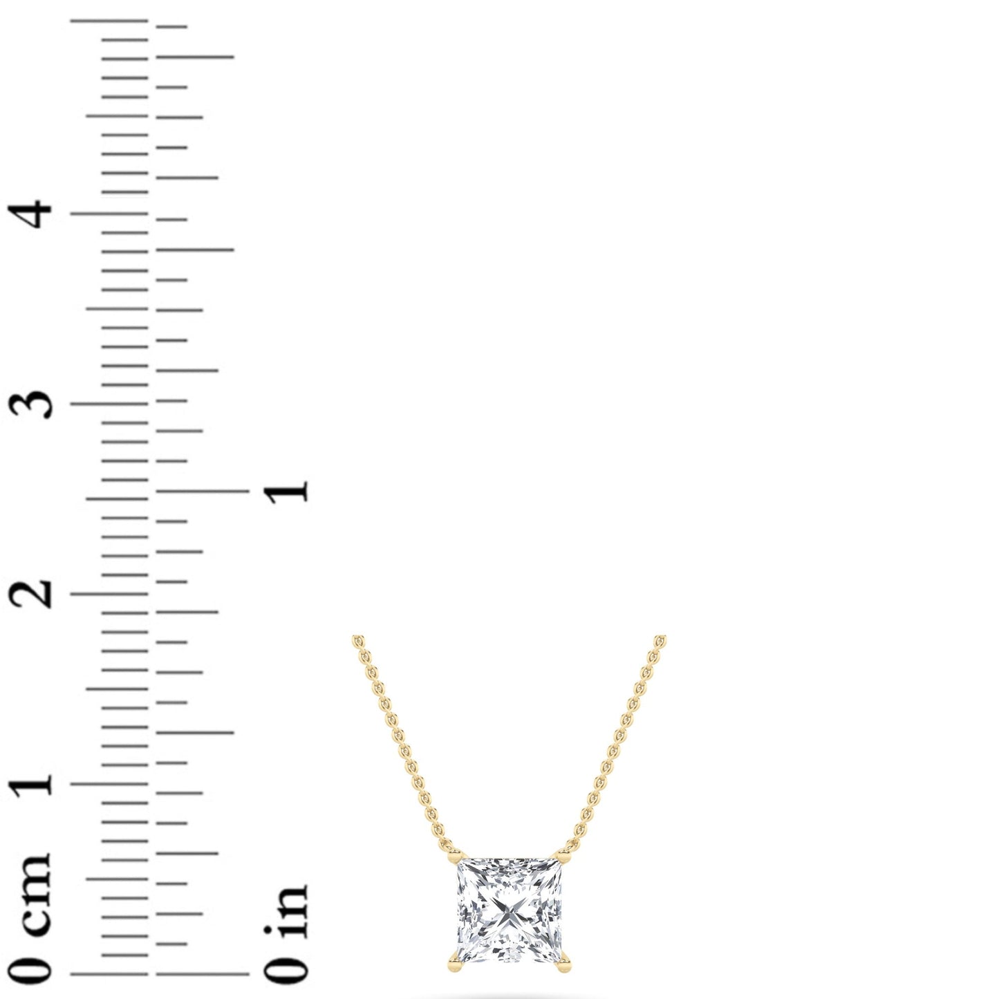 Princess (F/VS) Lab Grown Diamond Prong 14K Yellow Gold Classic Solitaire Pendant Necklace