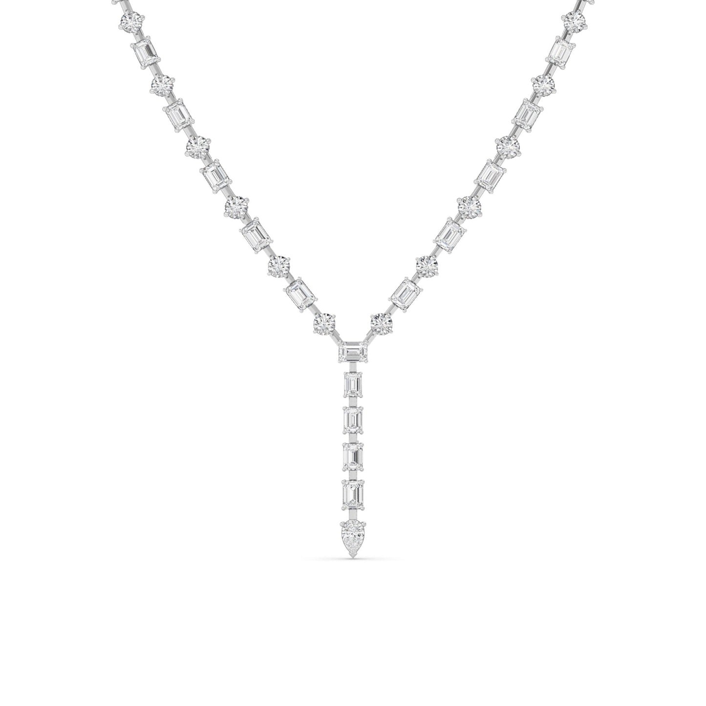 20.0 Ct Multi-Shape (F/VS) Lab Grown Diamond Prong 14K White Gold Classic Eternity Tennis Necklace
