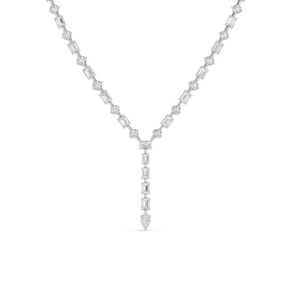 20.0 Ct Multi-Shape (F/VS) Lab Grown Diamond Prong 14K White Gold Classic Eternity Tennis Necklace