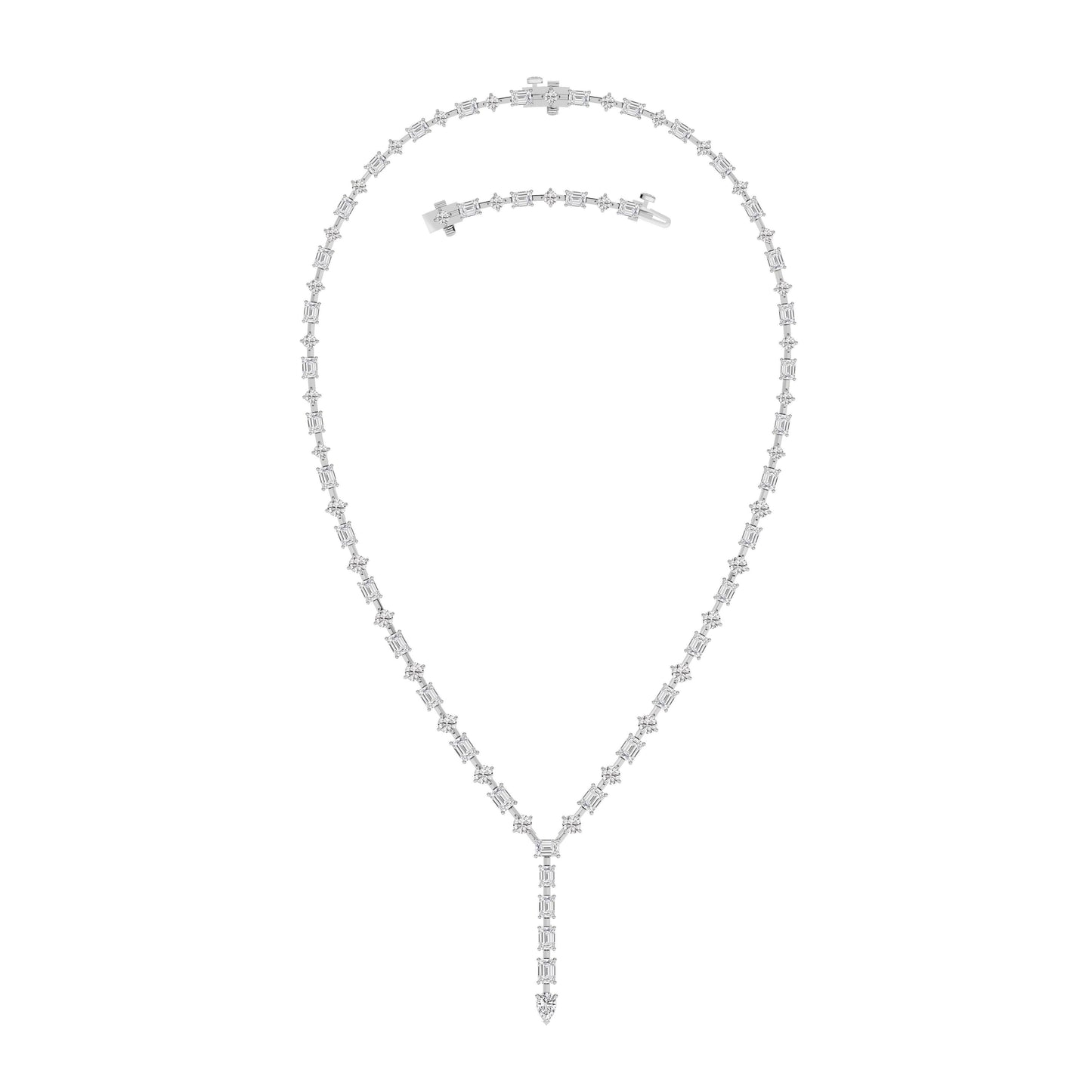 20.0 Ct Multi-Shape (F/VS) Lab Grown Diamond Prong 14K White Gold Classic Eternity Tennis Necklace