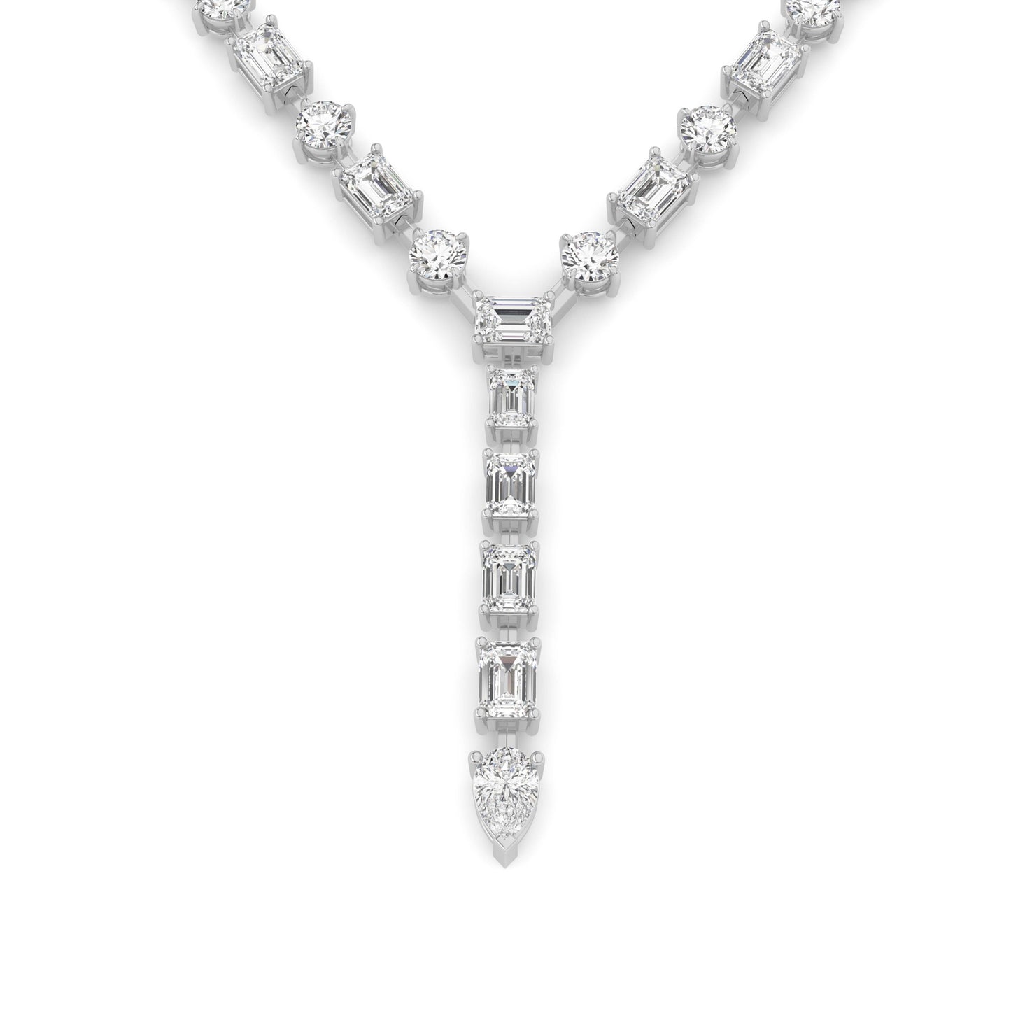20.0 Ct Multi-Shape (F/VS) Lab Grown Diamond Prong 14K White Gold Classic Eternity Tennis Necklace