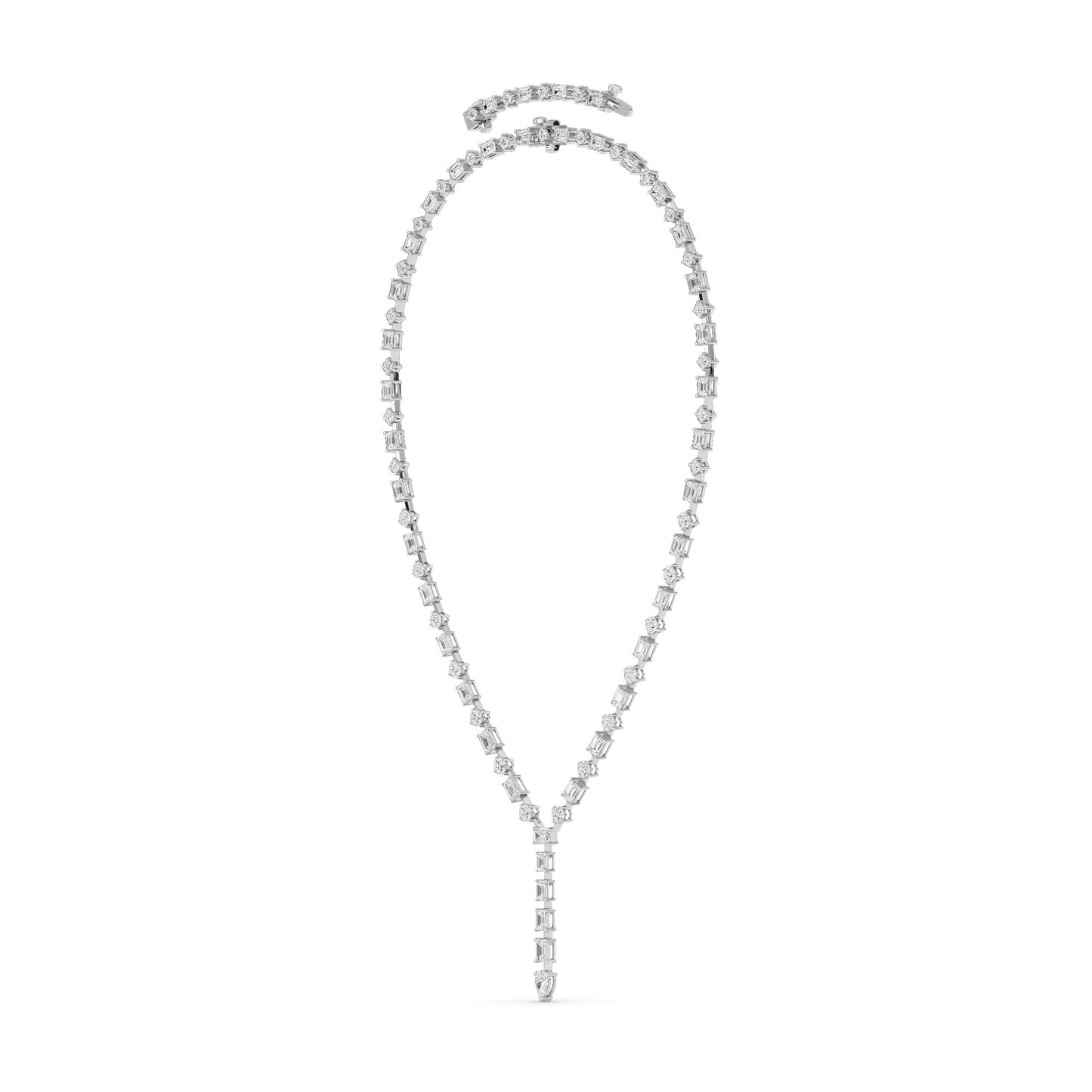 20.0 Ct Multi-Shape (F/VS) Lab Grown Diamond Prong 14K White Gold Classic Eternity Tennis Necklace