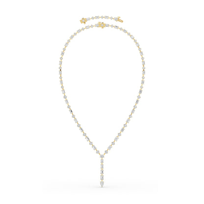 20.0 Ct Multi-Shape (F/VS) Lab Grown Diamond Prong 14K Yellow Gold Classic Eternity Tennis Necklace