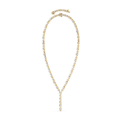 20.0 Ct Multi-Shape (F/VS) Lab Grown Diamond Prong 14K Yellow Gold Classic Eternity Tennis Necklace