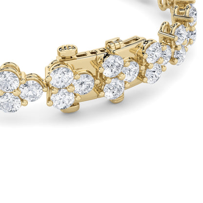 13Cttw Round Shaped Lab Grown Diamond (F/VS) Cluster Bracelet in 14K Gold