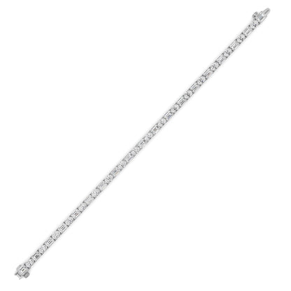 Emerald And Round Lab Grown Diamond (F/VS )Bracelet in 14K Gold
