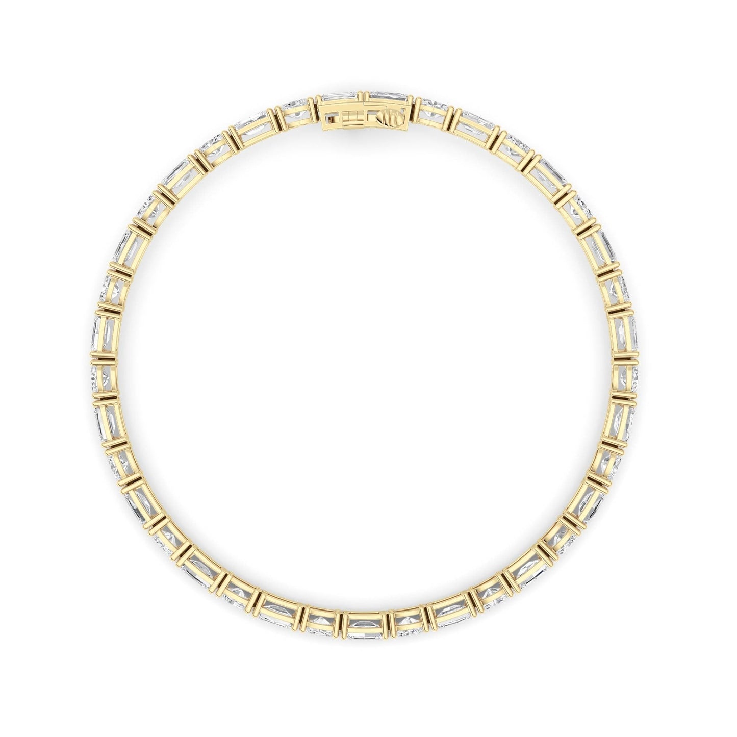 Emerald And Round Lab Grown Diamond (F/VS )Bracelet in 14K Gold