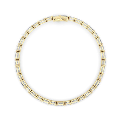 Emerald And Round Lab Grown Diamond (F/VS )Bracelet in 14K Gold