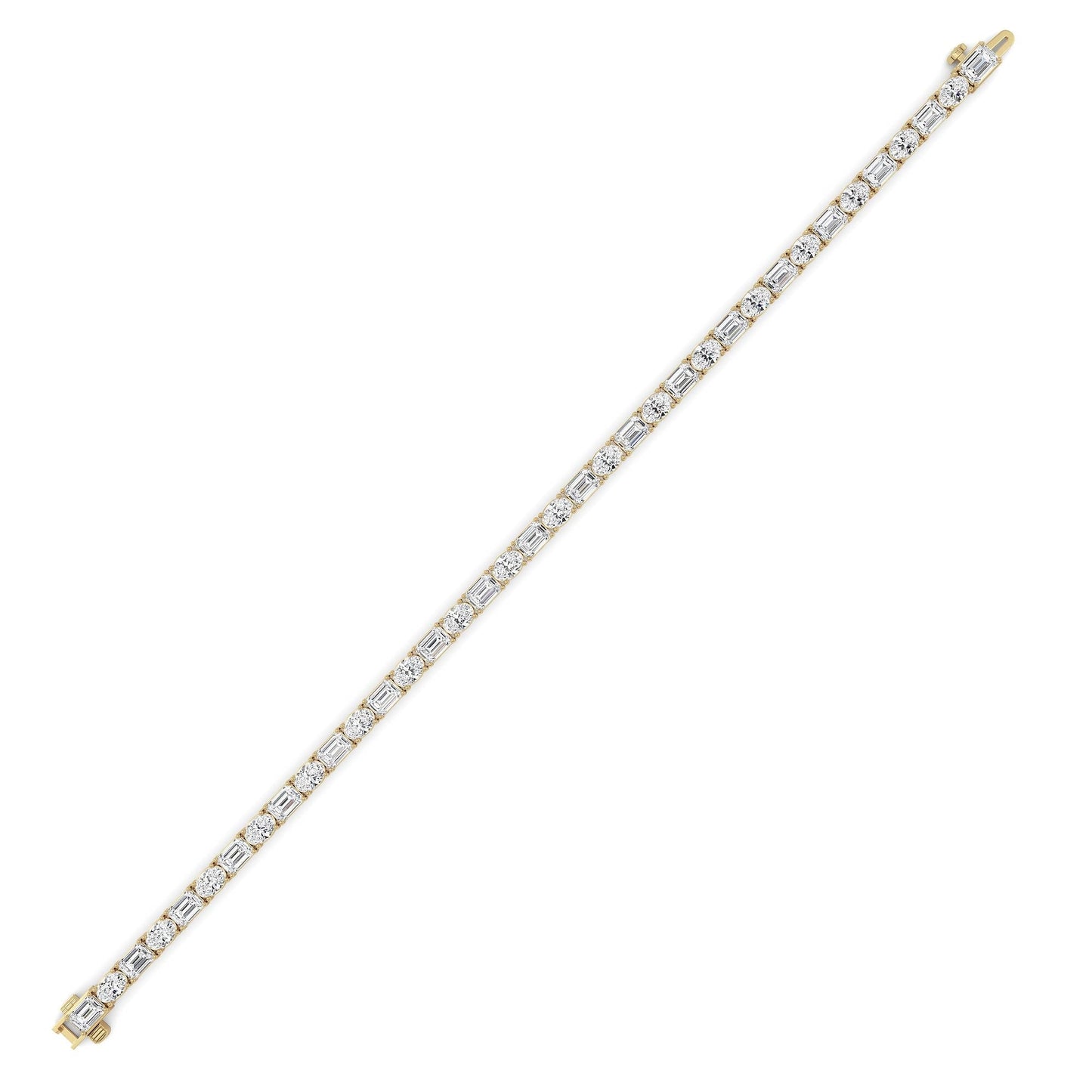 Emerald And Round Lab Grown Diamond (F/VS )Bracelet in 14K Gold