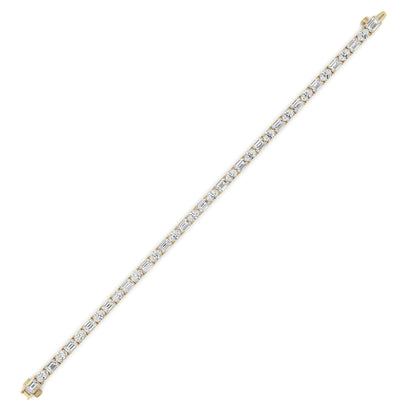 Emerald And Round Lab Grown Diamond (F/VS )Bracelet in 14K Gold