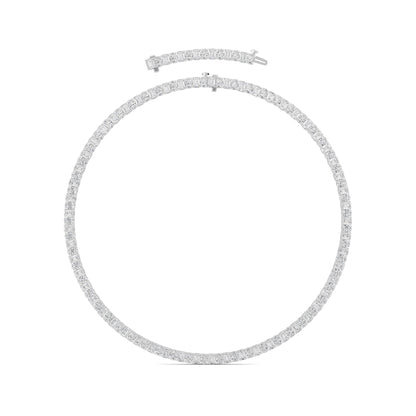 33.0 Ct (F/VS) Lab Grown Diamond Prong 14K White Gold Alternating Eternity Tennis Necklace