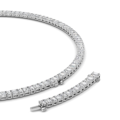 33.0 Ct (F/VS) Lab Grown Diamond Prong 14K White Gold Alternating Eternity Tennis Necklace