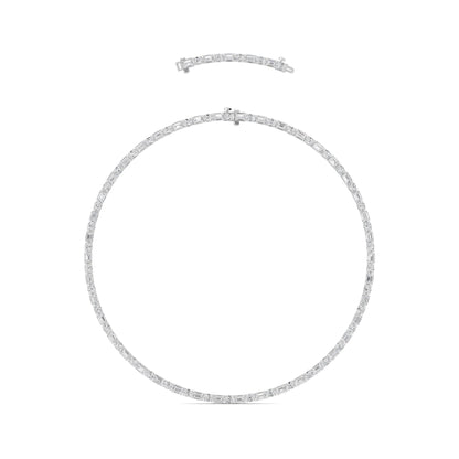 25.0 Ct  (F/VS) Lab Grown Diamond Prong 14K White Gold Alternating Eternity Tennis Necklace