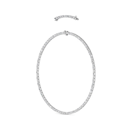 25.0 Ct  (F/VS) Lab Grown Diamond Prong 14K White Gold Alternating Eternity Tennis Necklace