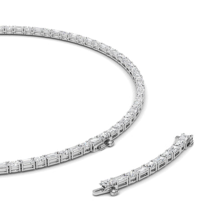 25.0 Ct  (F/VS) Lab Grown Diamond Prong 14K White Gold Alternating Eternity Tennis Necklace