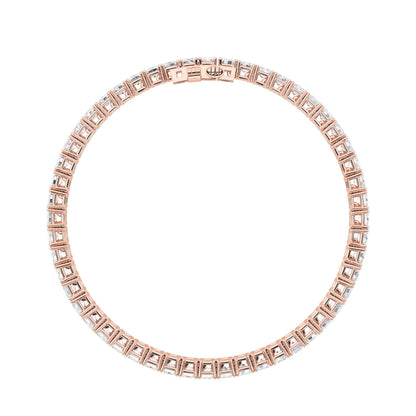 Emerald Shaped Lab Grown Diamond (F/VS) East West Line Bracelet in 14K Gold