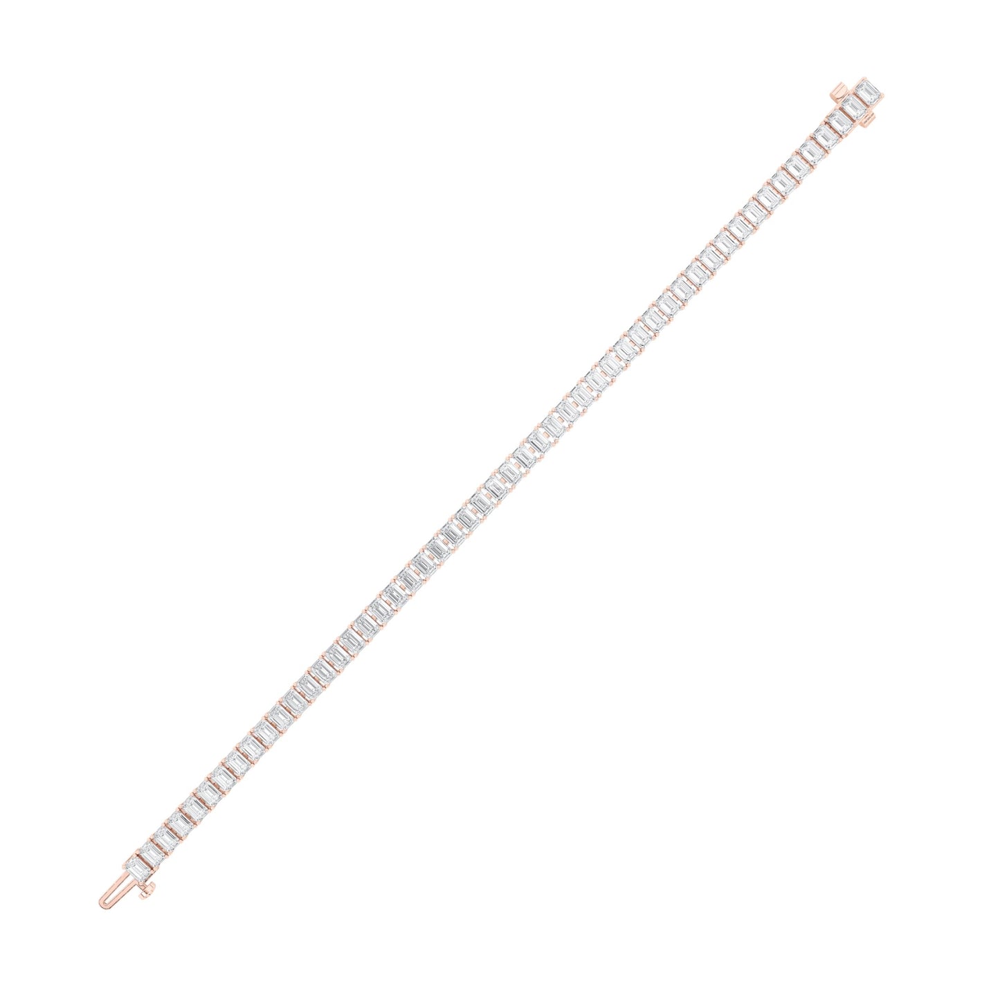 Emerald Shaped Lab Grown Diamond (F/VS) East West Line Bracelet in 14K Gold
